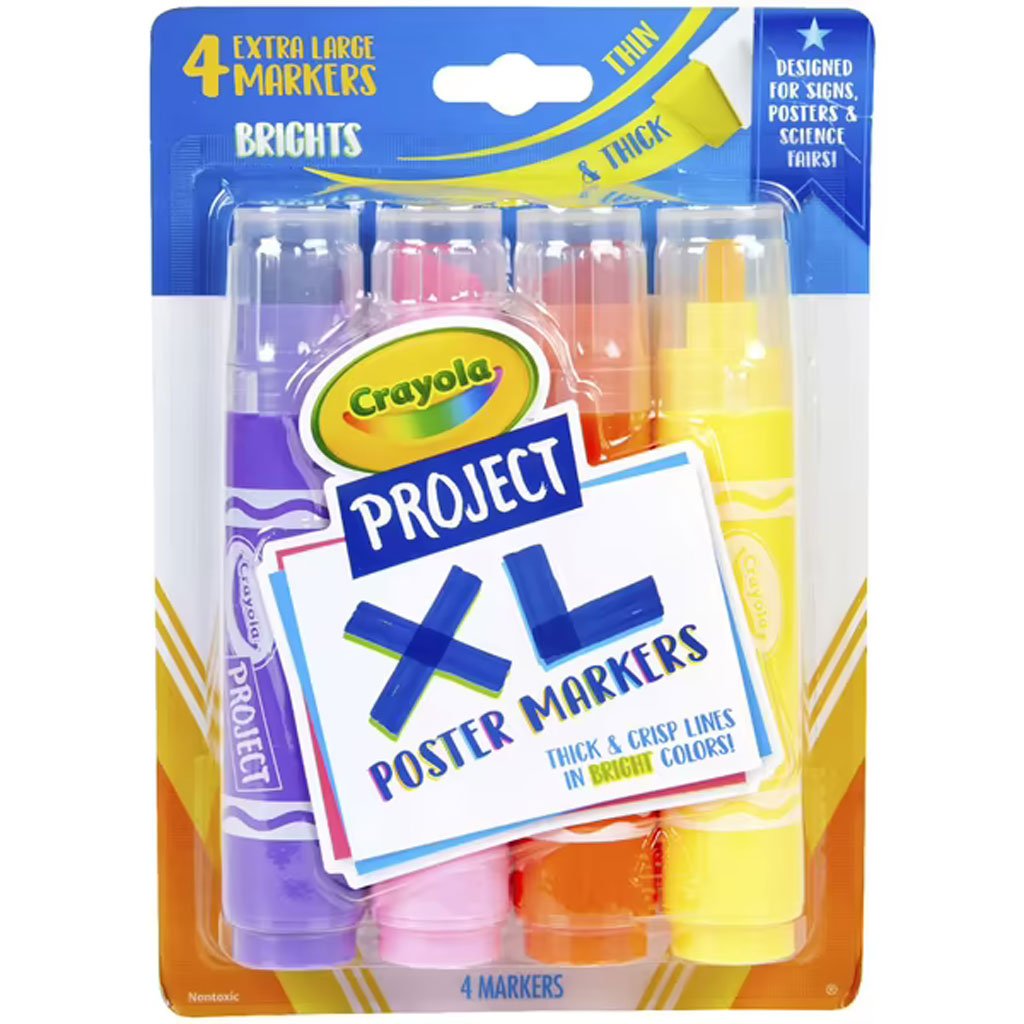 Crayola Project XL Poster Markers 4ct Bold &amp; Bright Colors