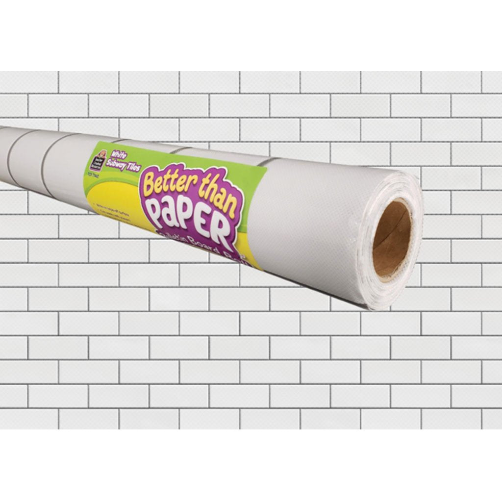 Better Than Paper Bulletin Board Roll White Subway Tile, 4ft x 12ft