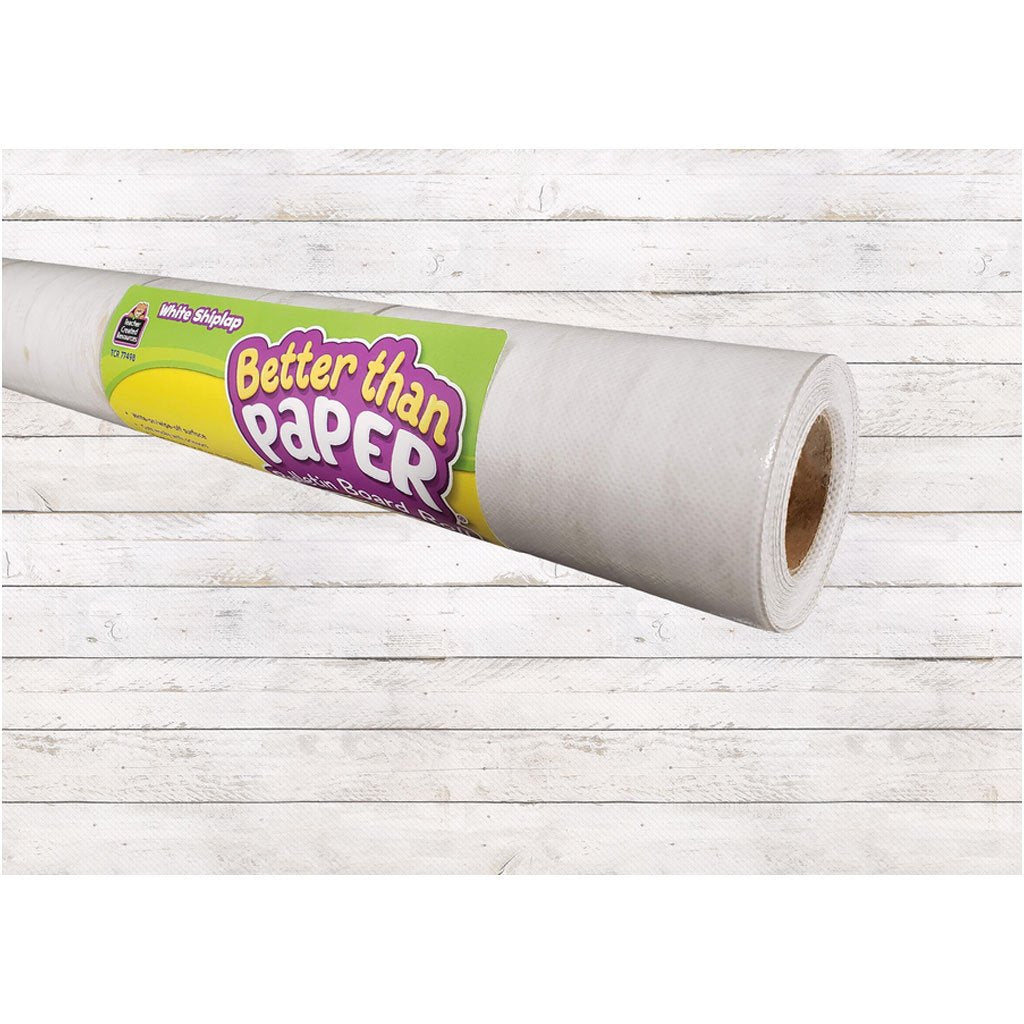 Better Than Paper Bulletin Board Roll White Shiplap, 4ft x 12ft