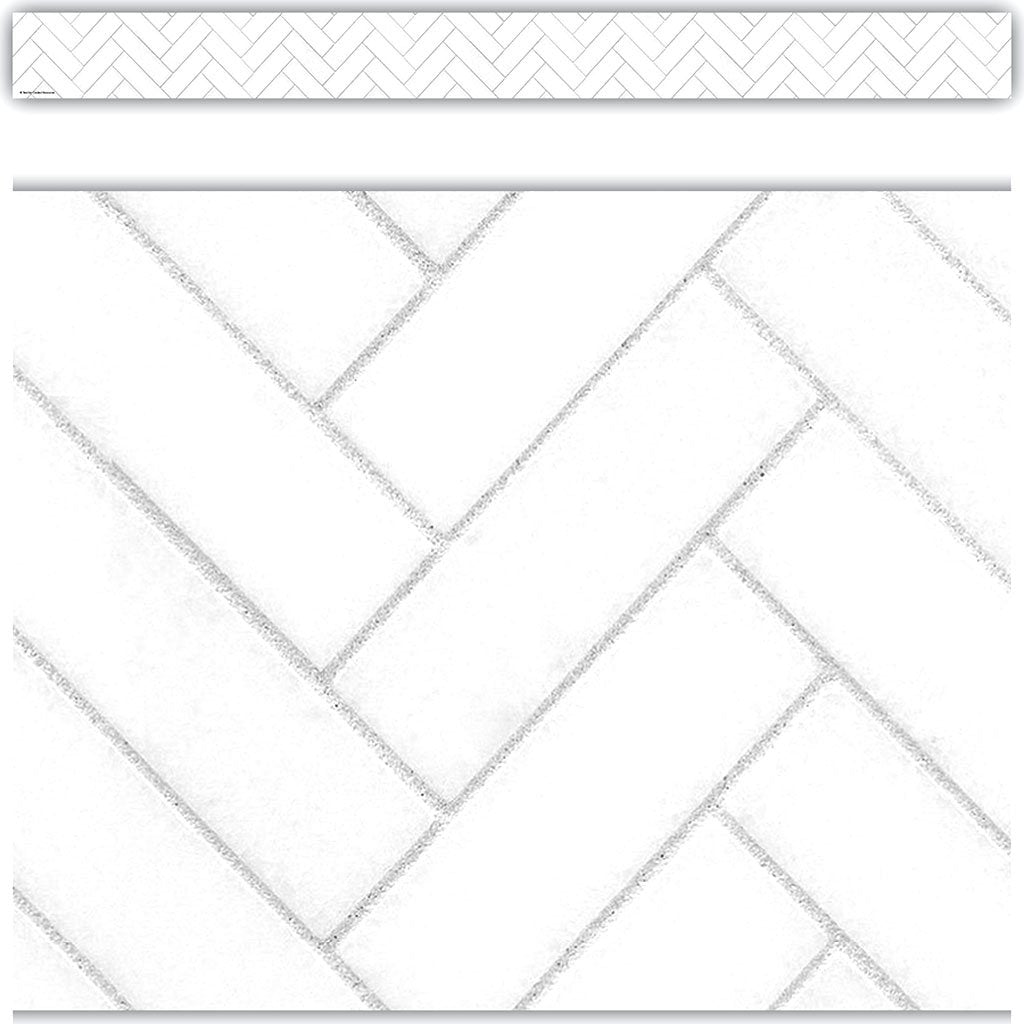 Modern Farmhouse White Herringbone Straight Border Trim