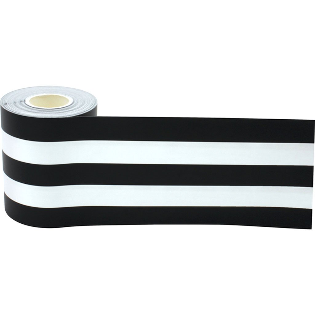 Black White Stripes Rolled Border Trim