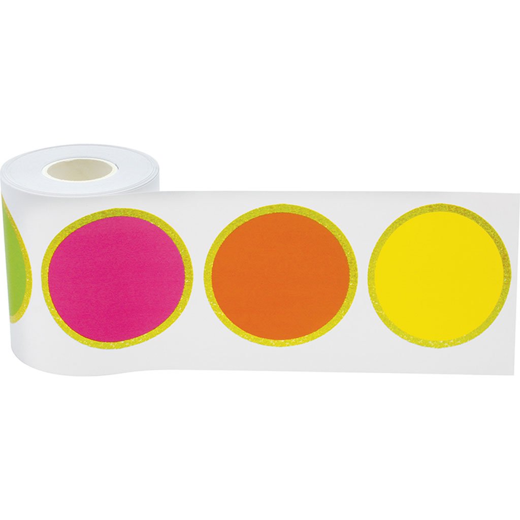 Confetti Colorful Circles Straight Rolled Border Trim