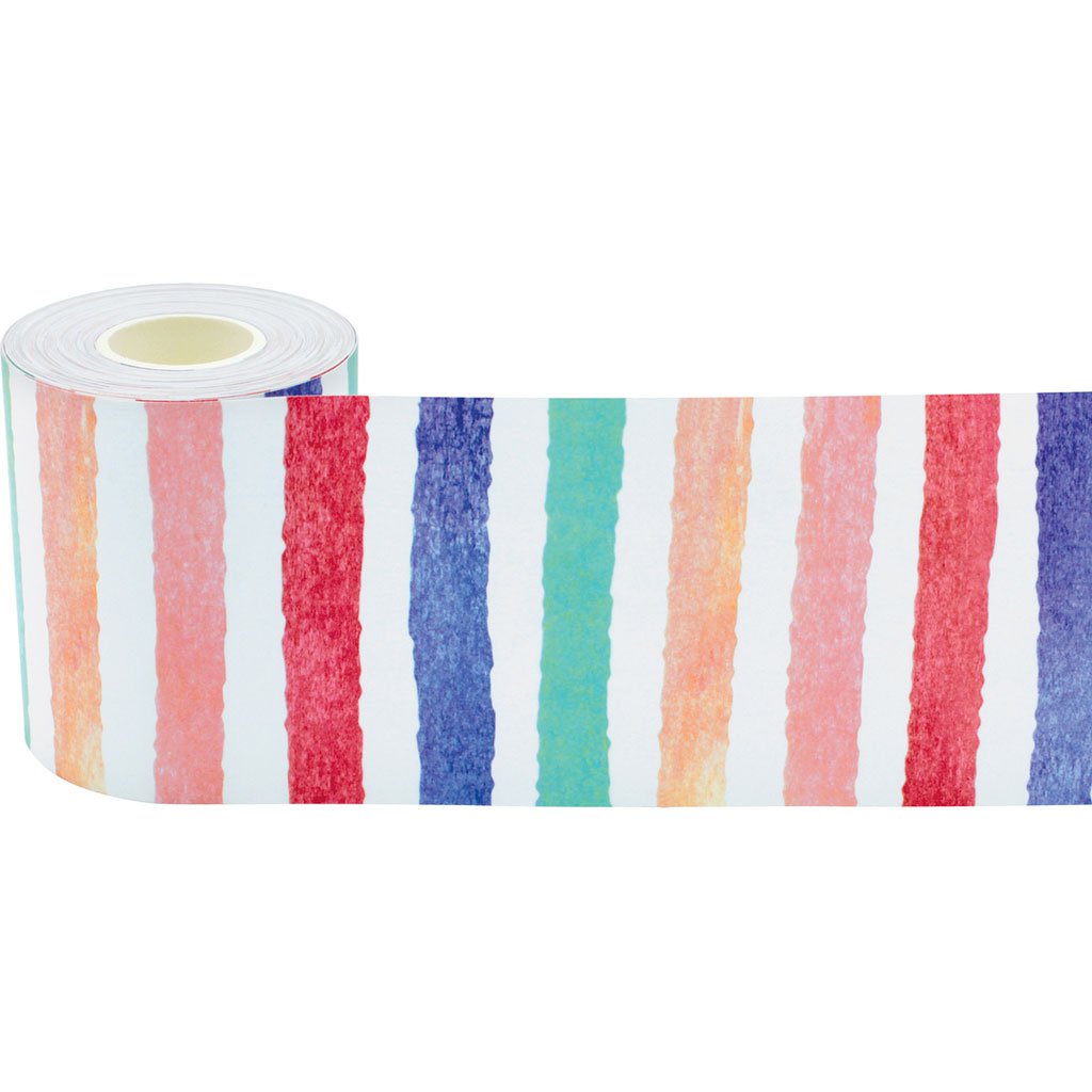 Watercolor Stripes Straight Rolled Border Trim
