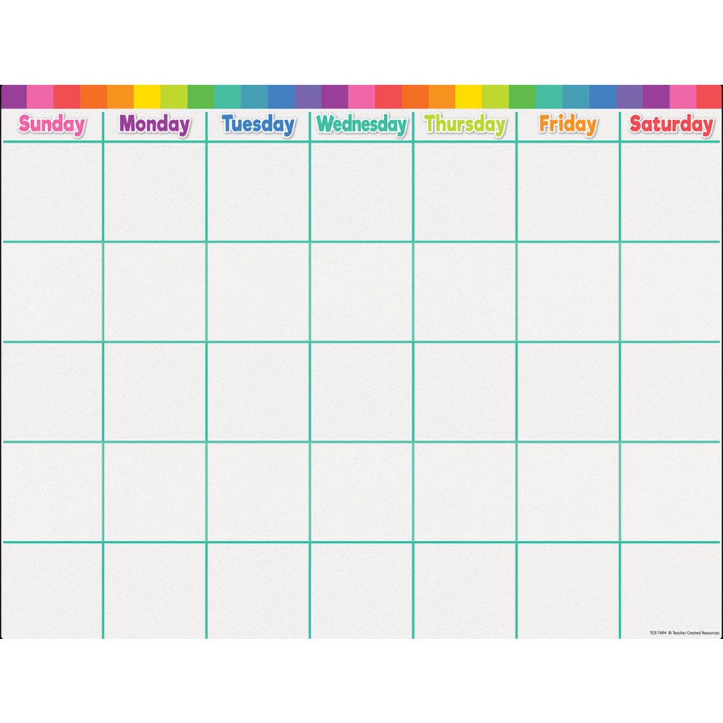 Colorful Calendar Write-On/Wipe-Off Chart