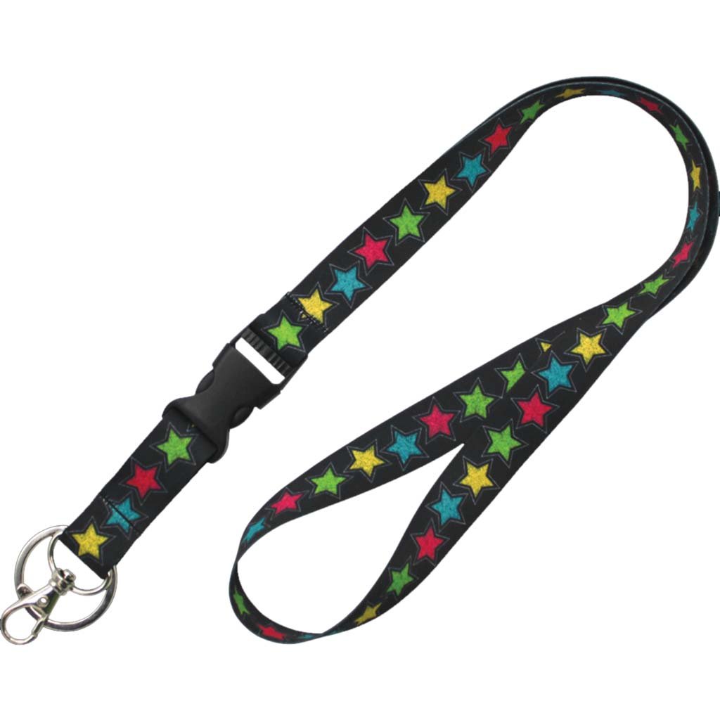 Chalkboard Brights Stars Lanyard