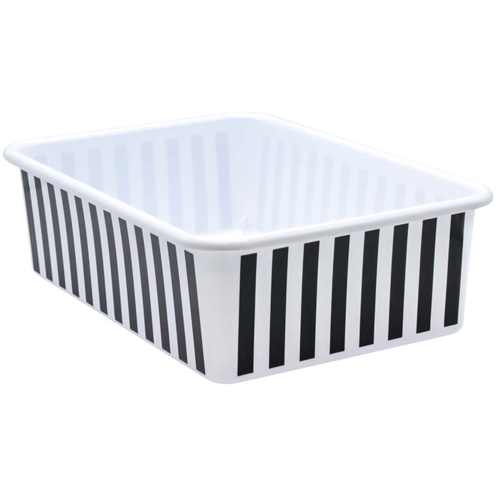 Plastic Storage Bin Large Black And White Stripes