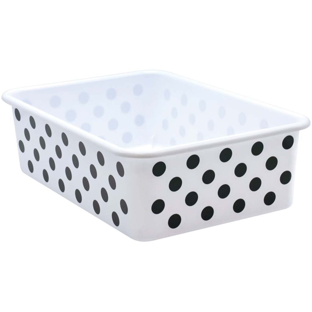 Plastic Storage Bin Large Black Polka Dots On White