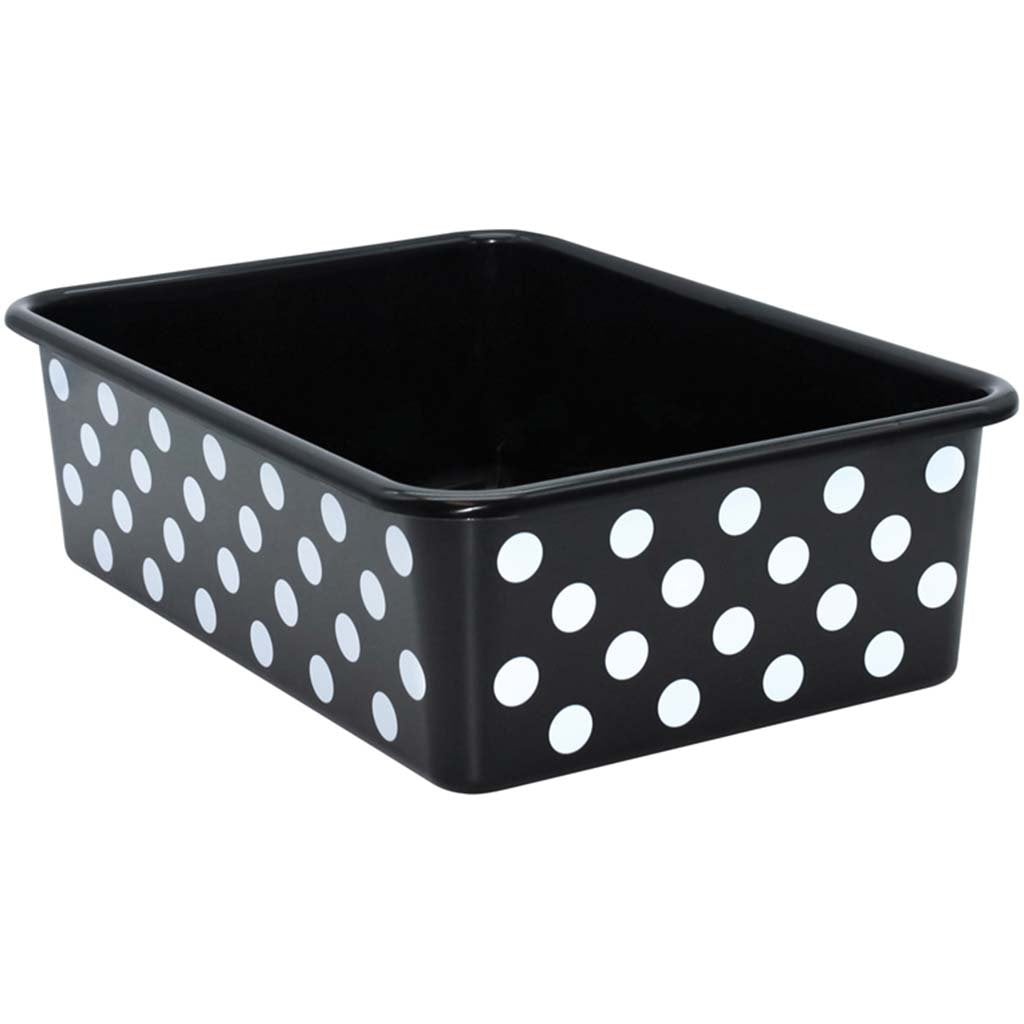 Plastic Storage Bin Large White Polka Dots On Black