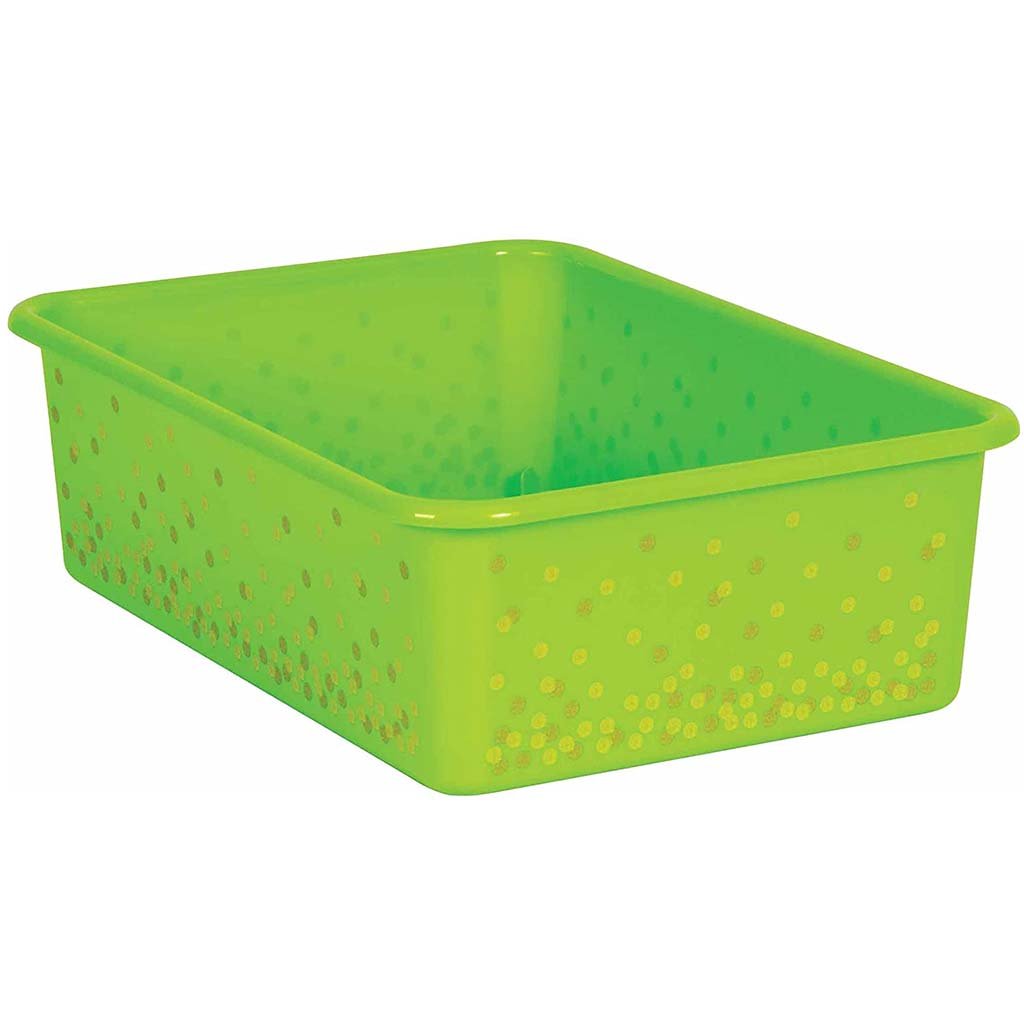 Lime Confetti Large Plastic Storage Bin