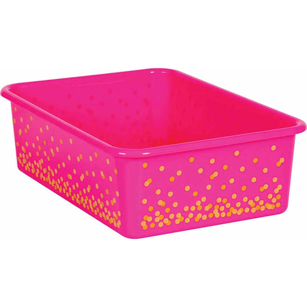 Plastic Storage Bin Large Pink Confetti