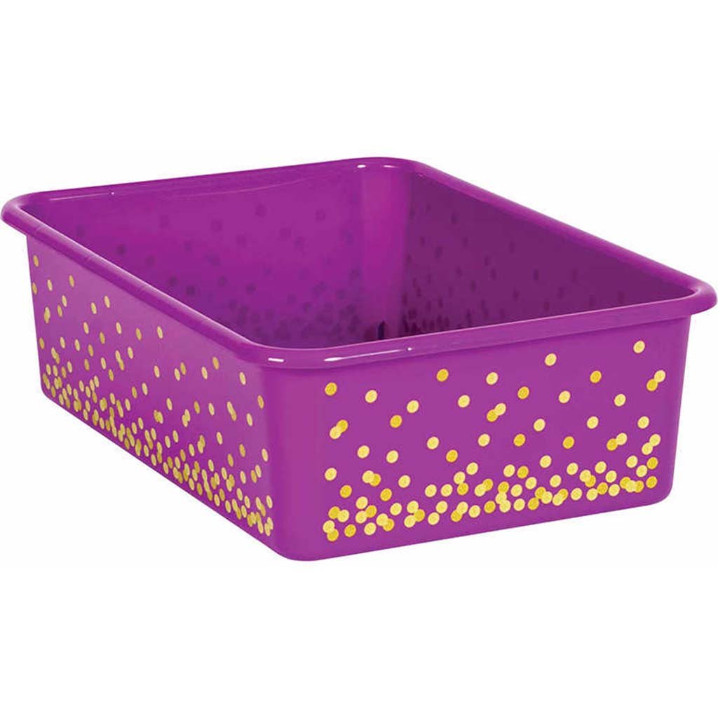 Plastic Storage Bin Large Purple Confetti
