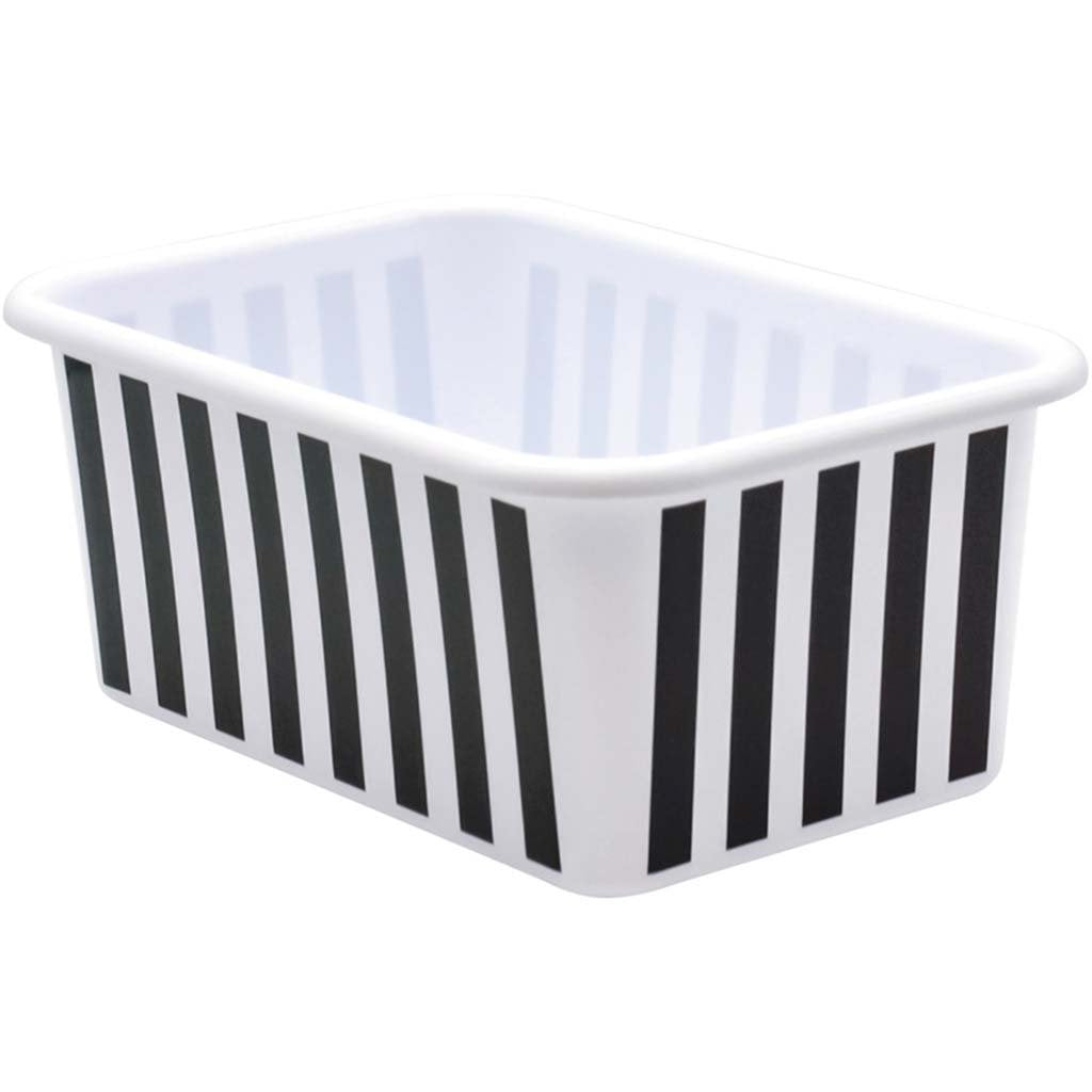 Plastic Storage Bin Small Black And White Stripes