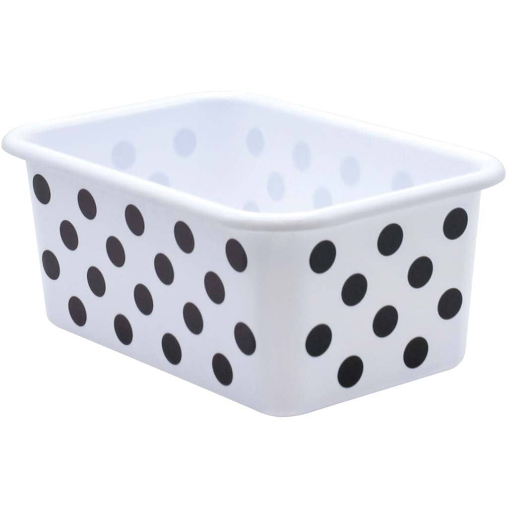 Plastic Storage Bin Small Black Polka Dots On White