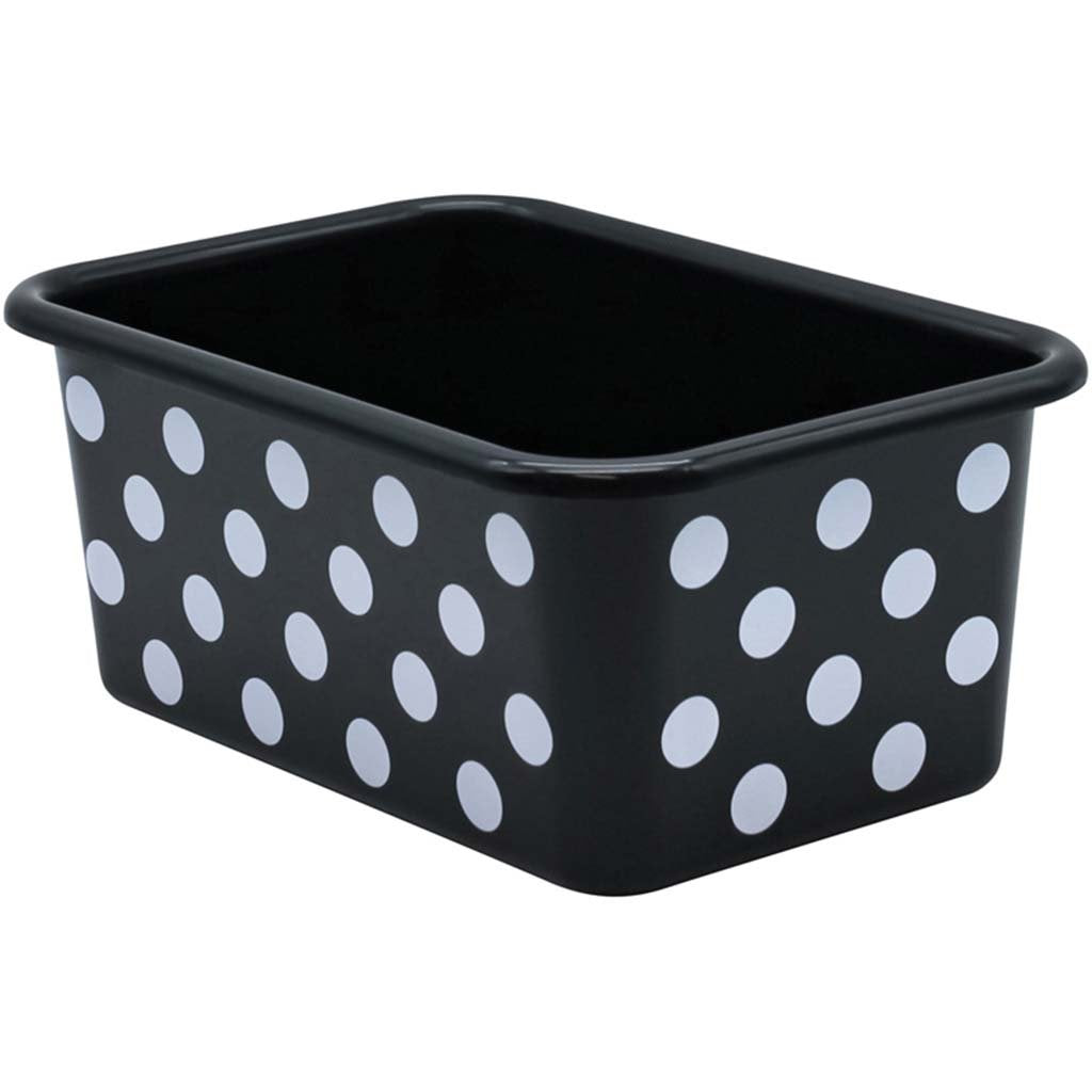 Plastic Storage Bin Small White Polka Dots On Black