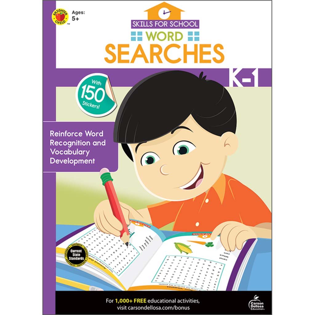 Skills for School Word Searches, Grades K - 1