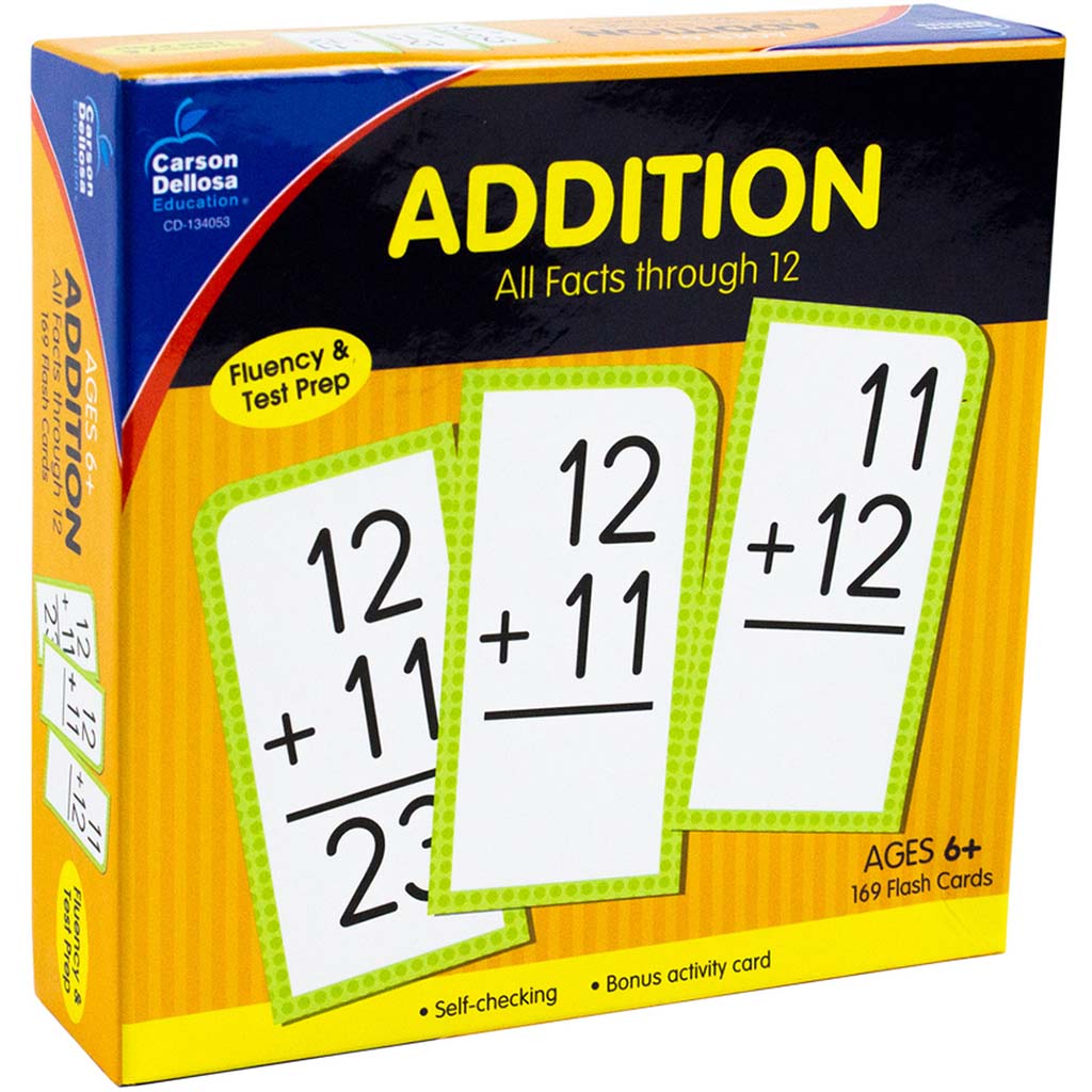 Addition All Facts through 12 Flash Cards Grade 1-3