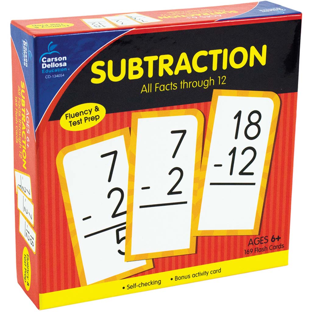 Subtraction All Facts through 12 Flash Cards Grade 1-3