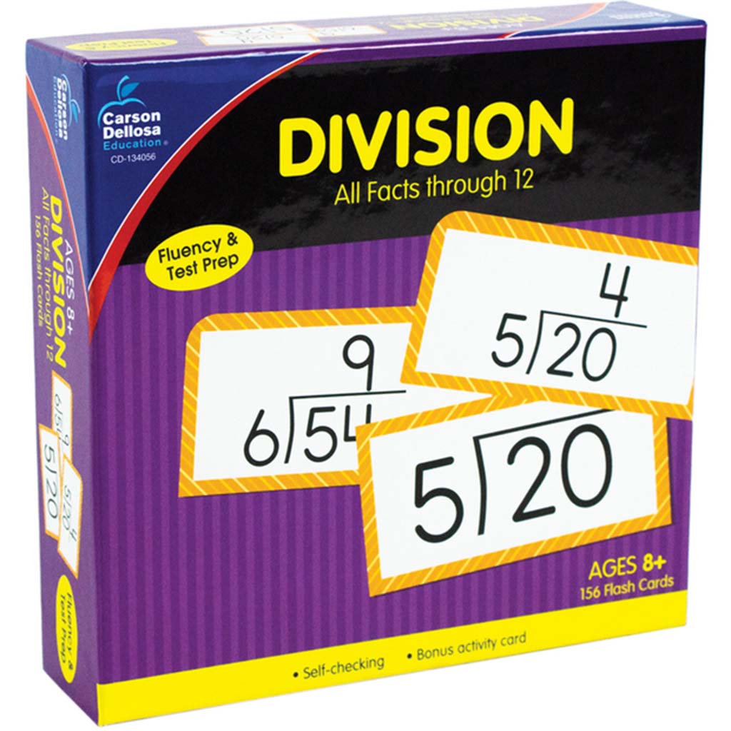 Division All Facts through 12 Flash Cards Grade 2-5