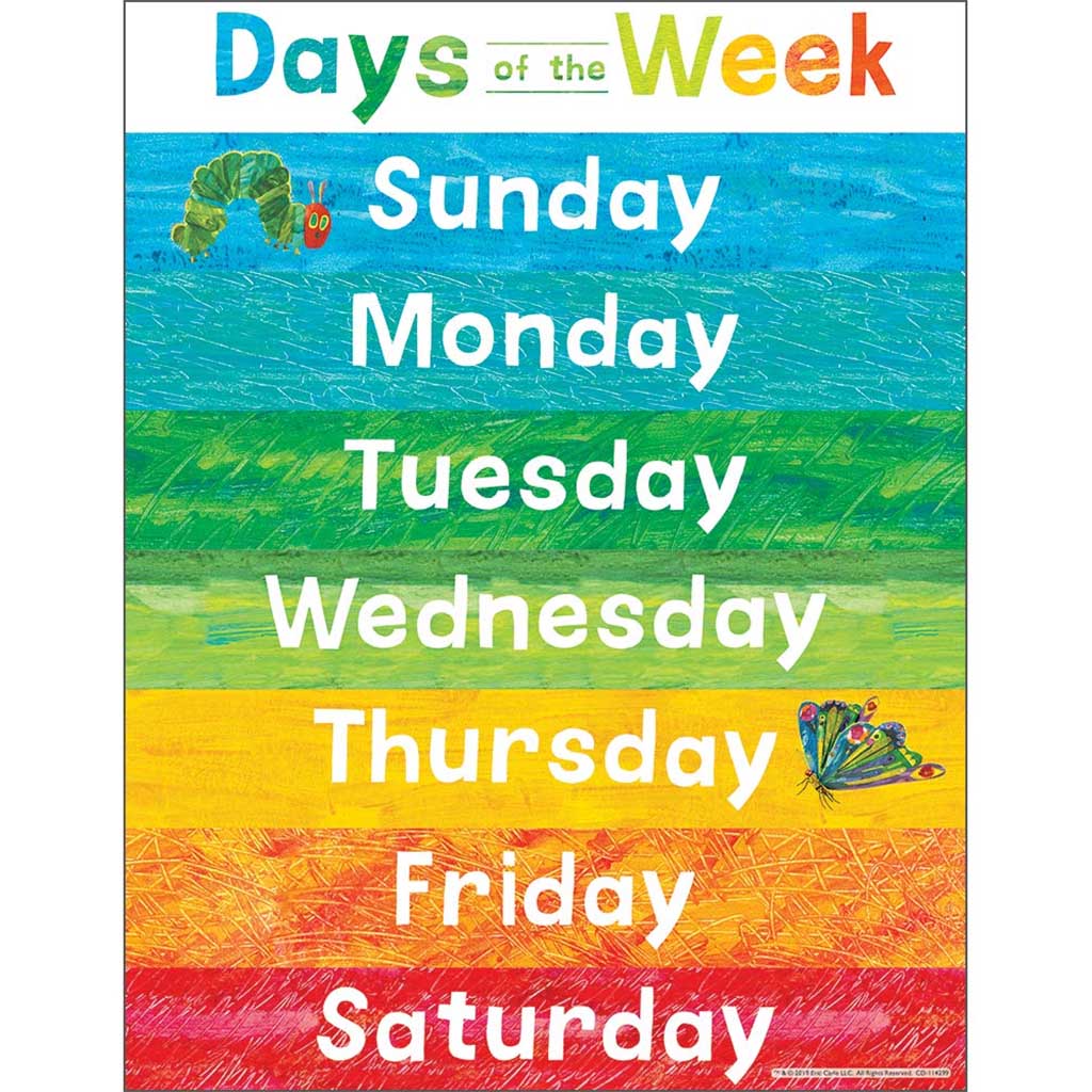 World of Eric Carle Days of the Week Chart Grade PK-2