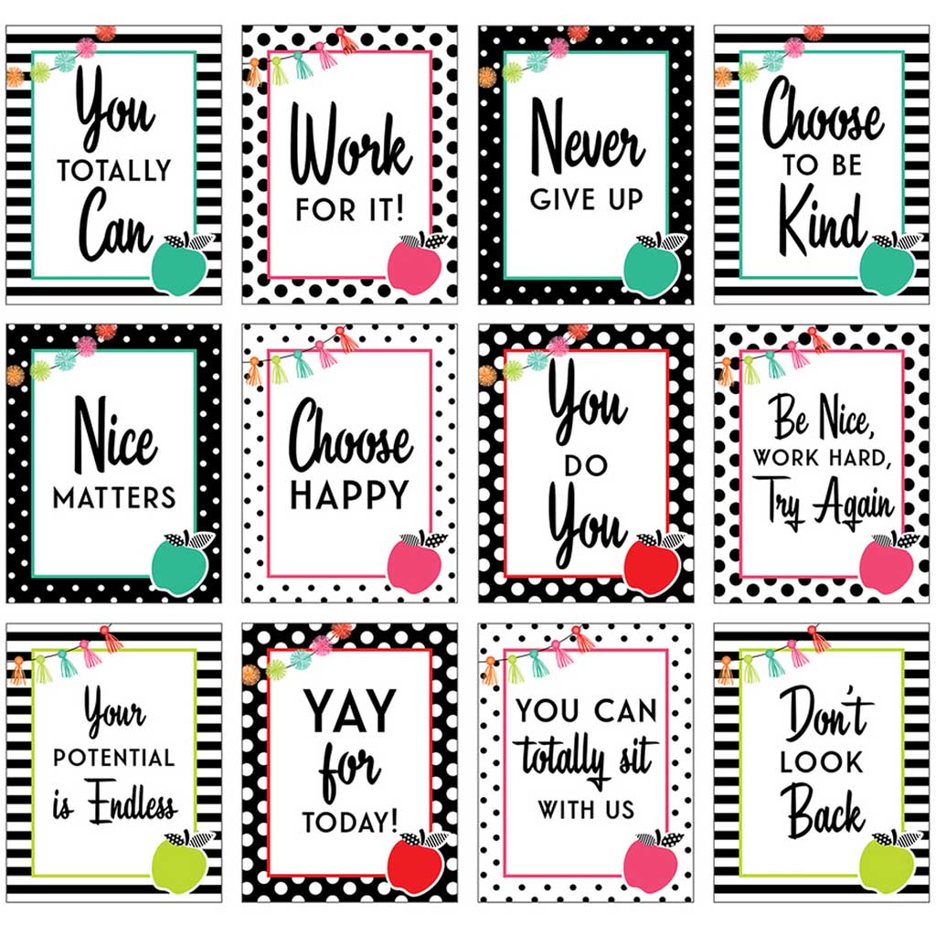 Mini Posters: Black, White &amp; Stylish Brights Poster Set