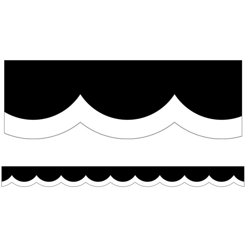 White &amp; Black Wavy Line Scalloped Borders