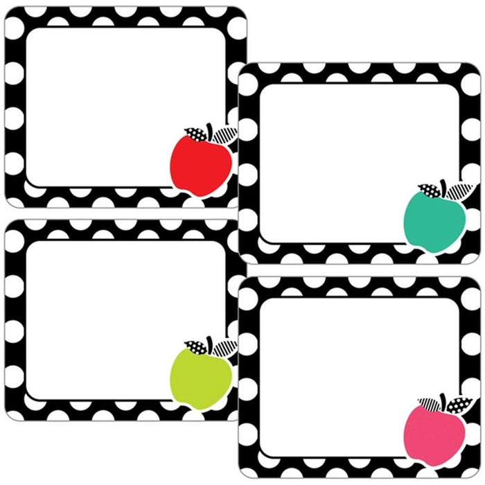 Black, White & Stylish Brights Apple Name Tags