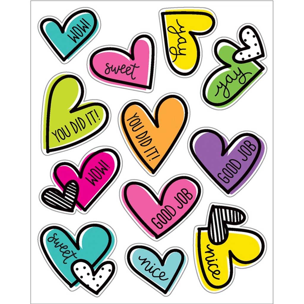 Doodle Hearts Motivational Stickers