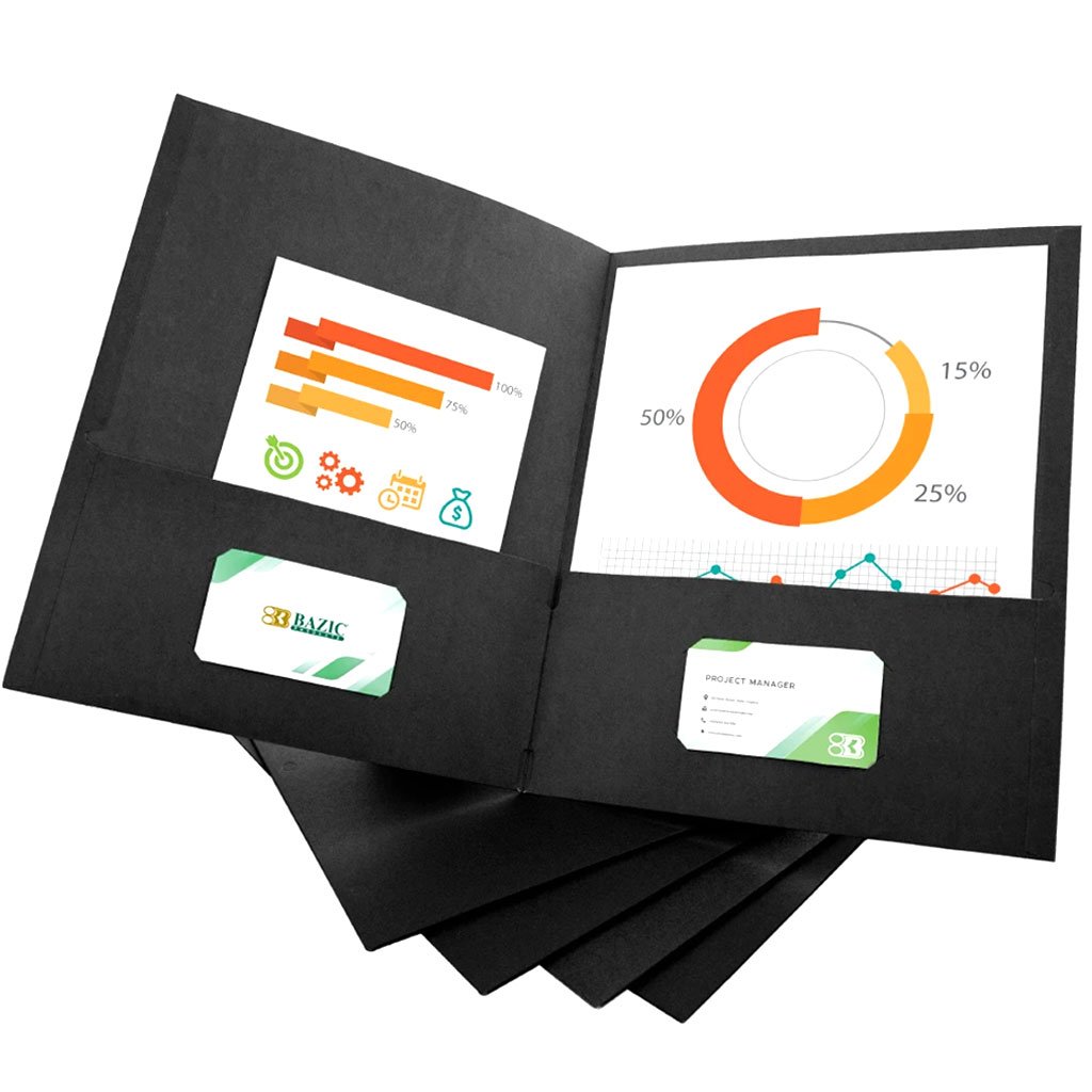 Bazic 2-Pockets Portfolios Premium Black Color 
