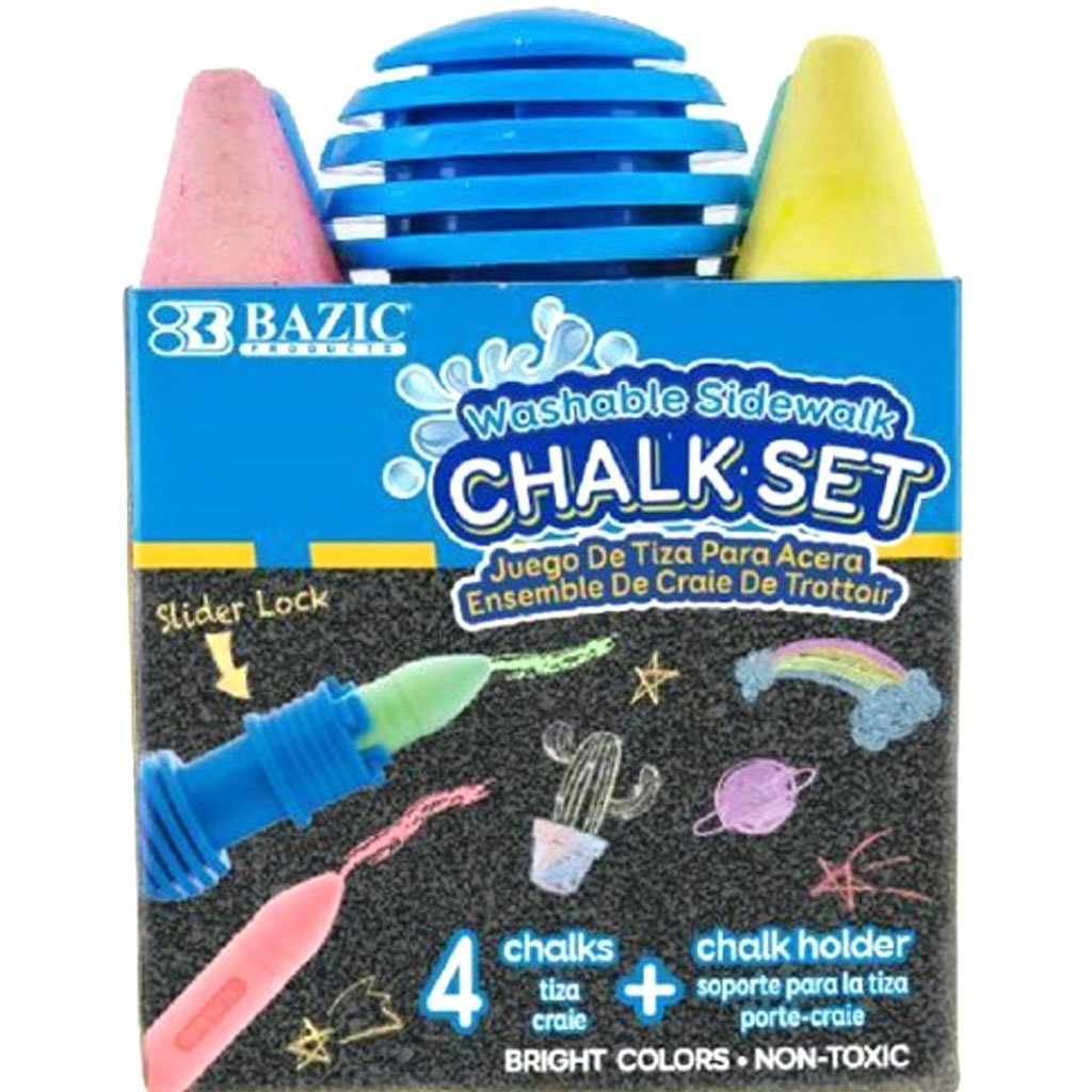 Bazic 4 Sidewalk Chalk &amp; 1 Chalk Holder