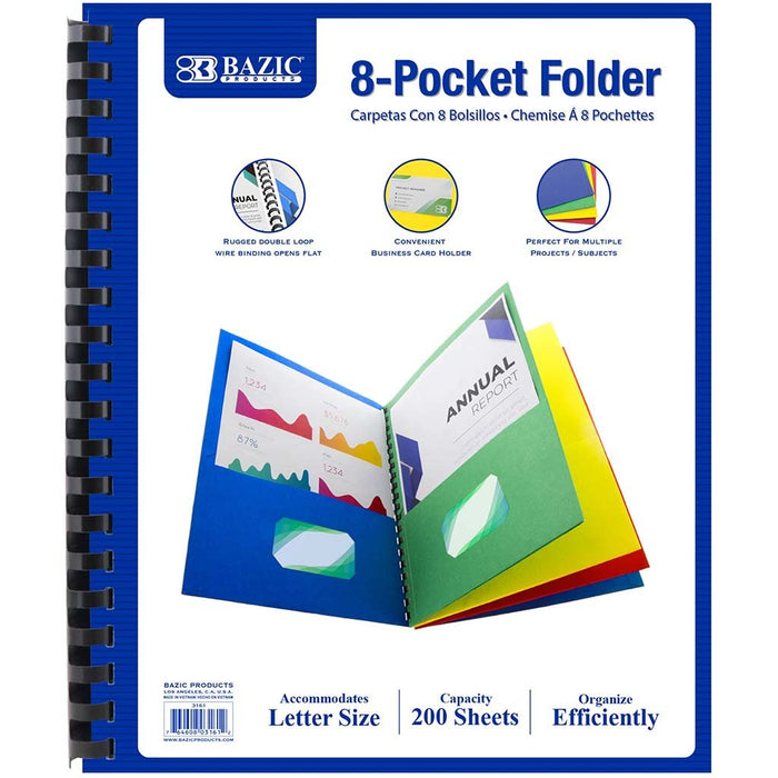 Bazic 8-Pockets Portfolios Folder with View Cover