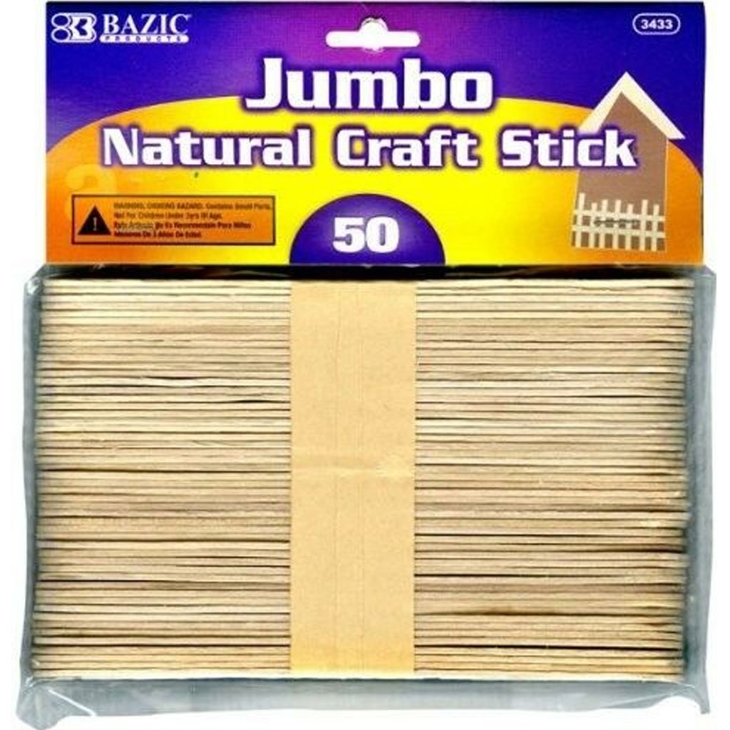 Bazic Craft Sticks Jumbo Natural 50pcs