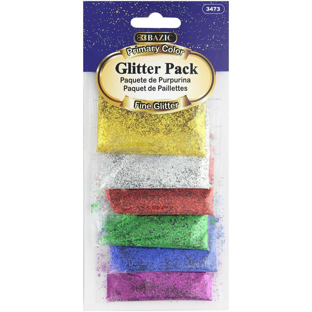 Bazic Primary Color Glitter Pack of 6 2g