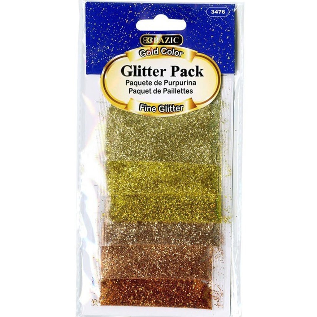 Bazic Gold Color Glitter Pack of 6 2g