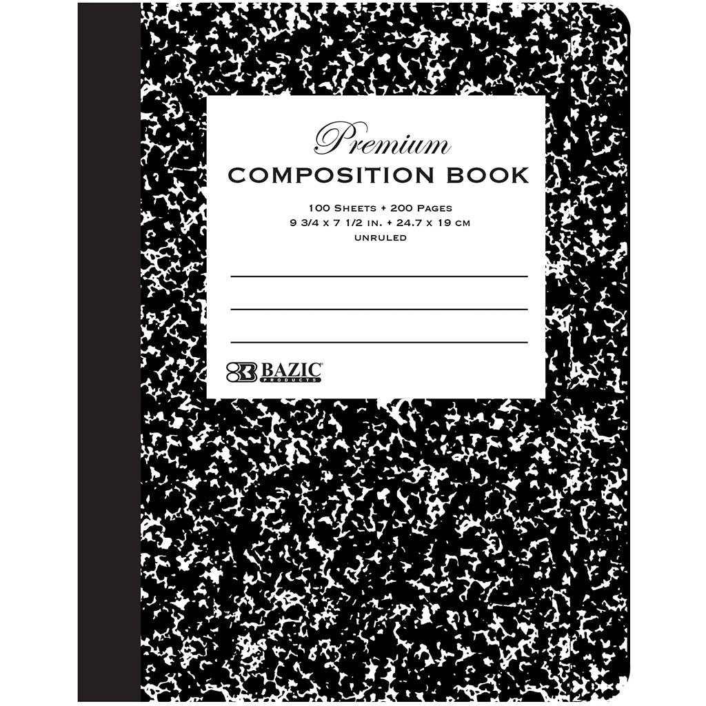 Bazic Composition Book Premium Black Marble 100ct