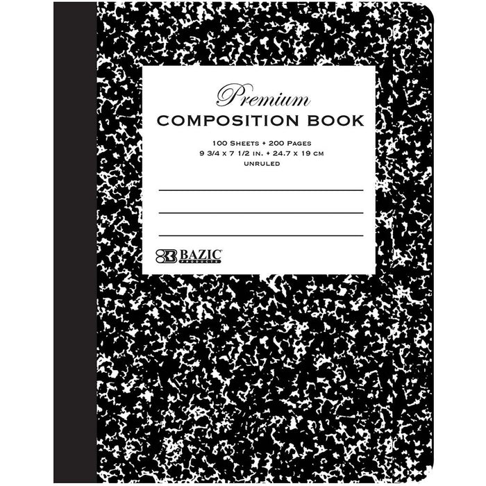 Bazic Composition Book Premium Black Marble 100ct