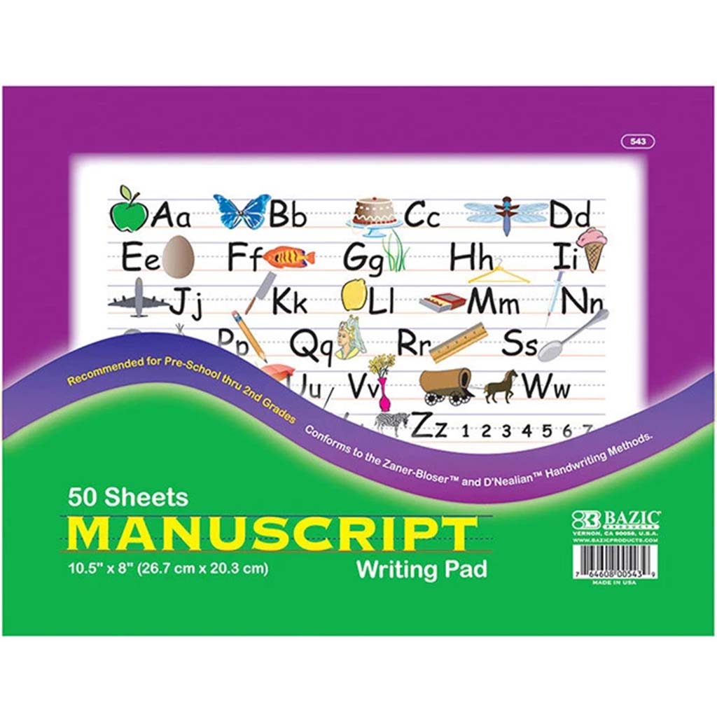 Bazic Writing Pad Manuscript 10.5in x 8in 50ct