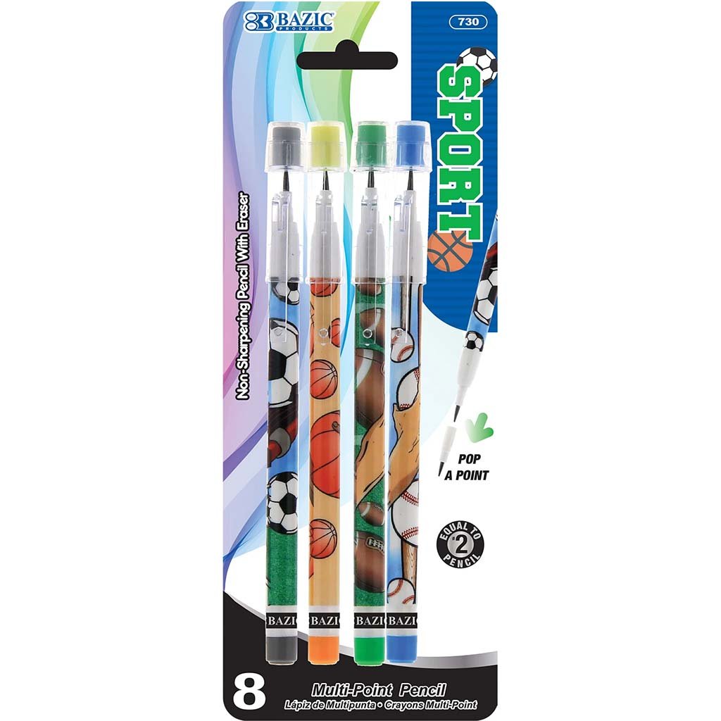 Bazic Multi-Point Pencil Sports Pack of 8