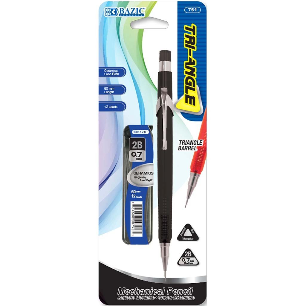 Bazic Triangle 0.7 mm Mechanical Pencil with Ceramics High-Quality Lead