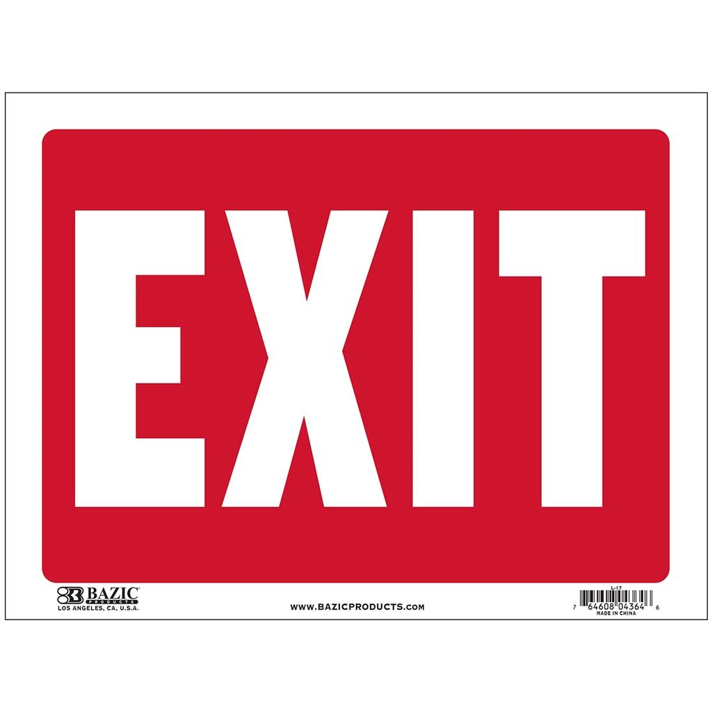 Bazic Exit Sign 12in x 16in