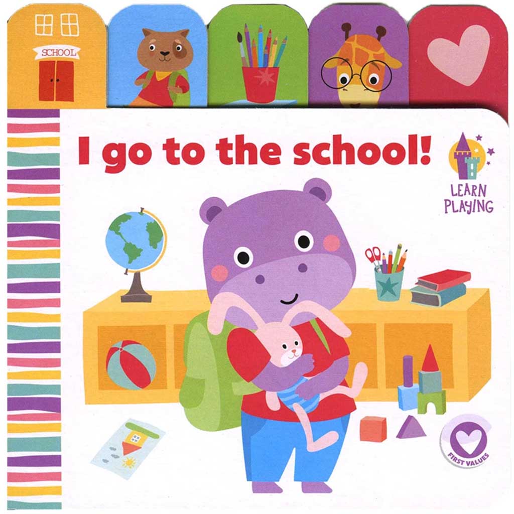 Bazic Learn and Play Board Book 6in x 6in I Go To The School