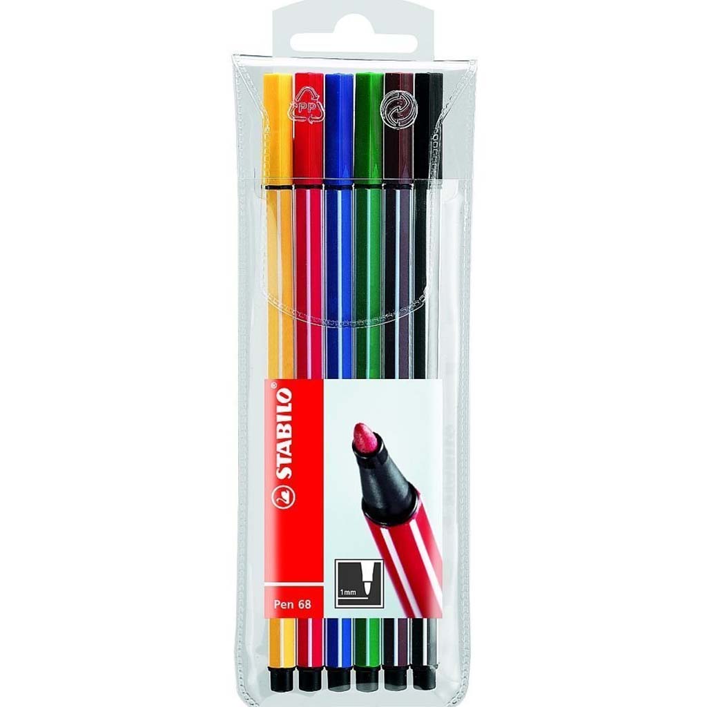 Marker Set Stabilo 68 6Pc Wallet