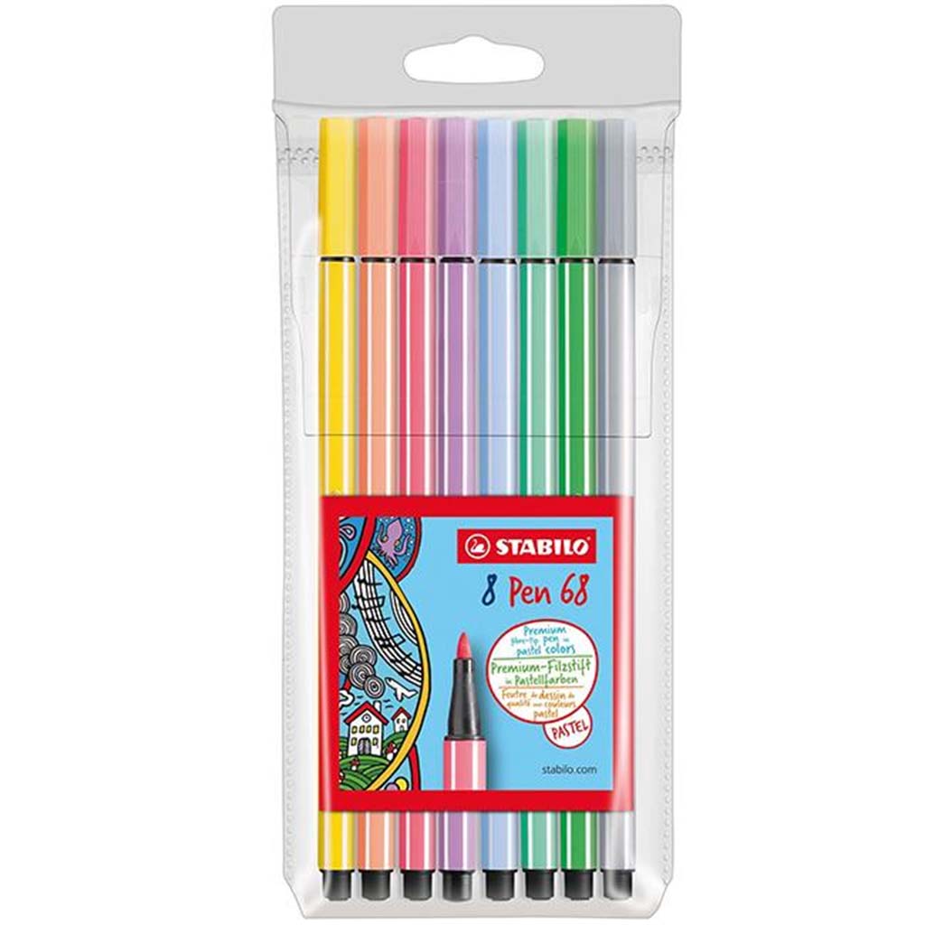 Stabilo Pen 68 Pastel Felt Pens 8pcs