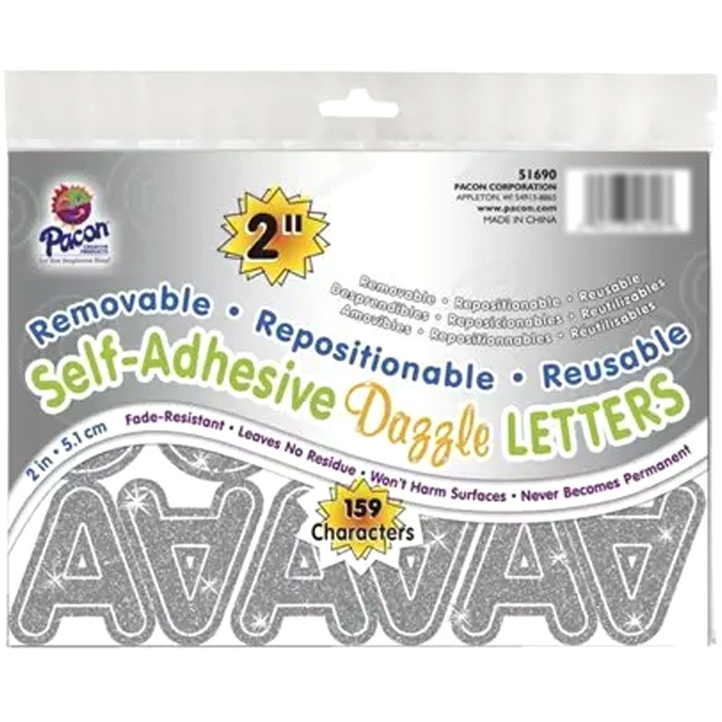 Letters Puffy Font Uppercase 2in 159 Characters Silver Dazzle