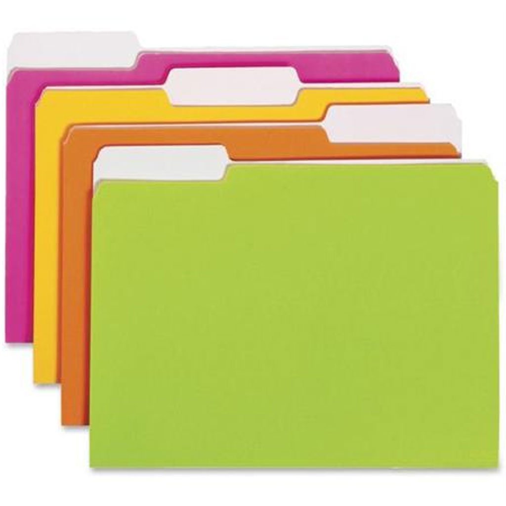 Fluorescent File Folders 5 Assorted Colors 10 Folders