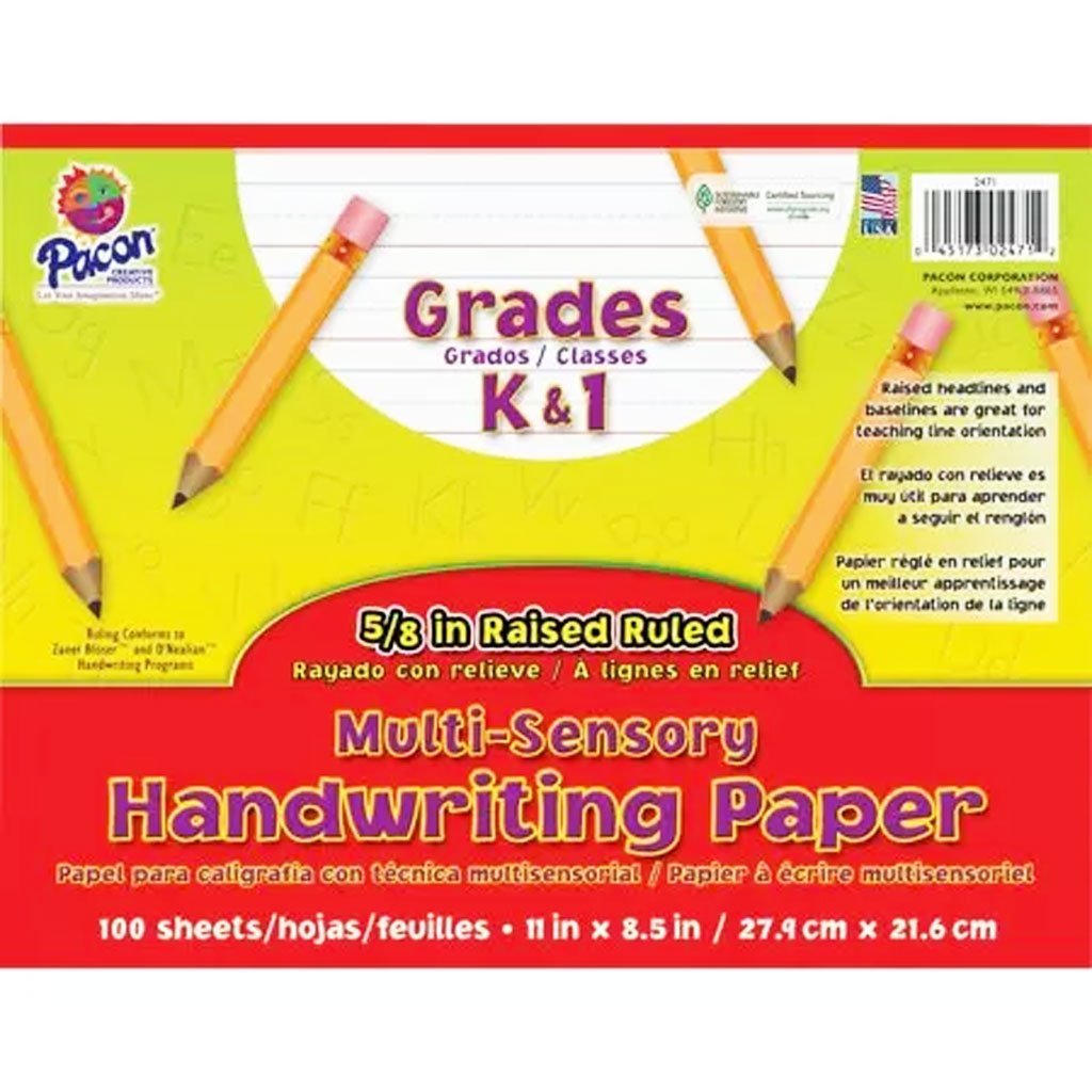 Multi-Sensory Raised Ruled Paper Sheets Film-Wrapped 11in x 8 1/2in