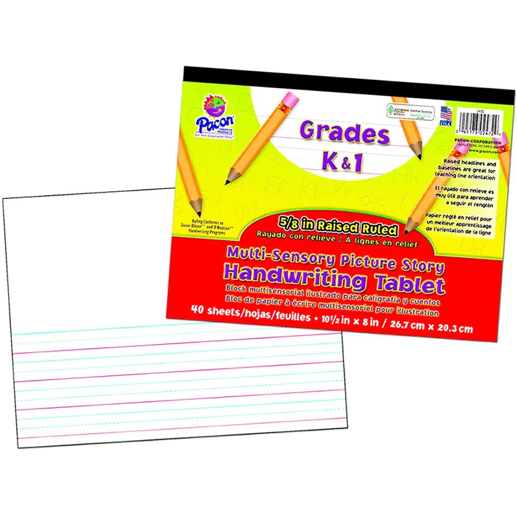 Multi-Sensory Raised Ruled Tape-Bound Paper Sheets 10 1/2in x 8in