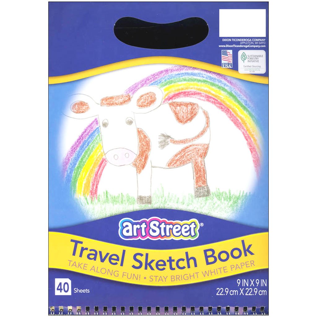 Art Street Travel Sketch Book White 9in x 9 1/2in 40 Sheets