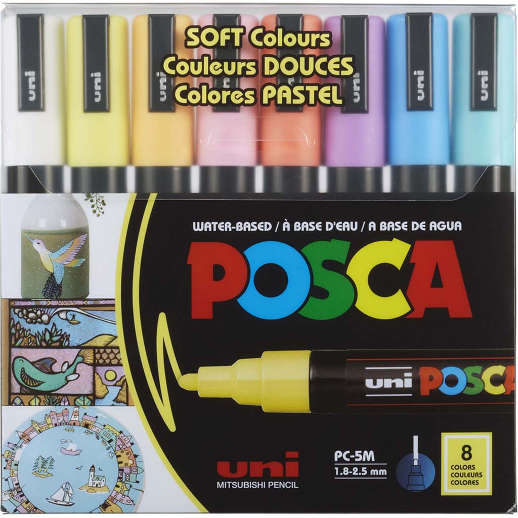 Posca PC-5M Soft Colors Medium Set of 8