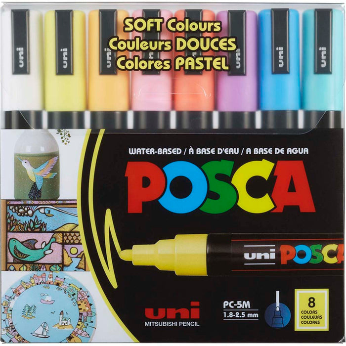 Posca PC-5M Soft Colors Medium Set of 8