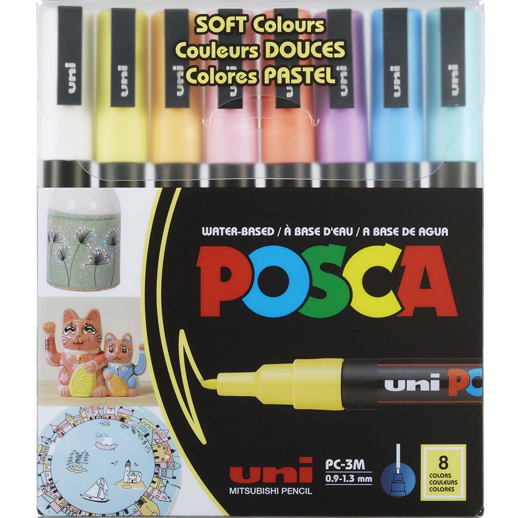 Posca PC-3M Soft Colors Fine Set of 8